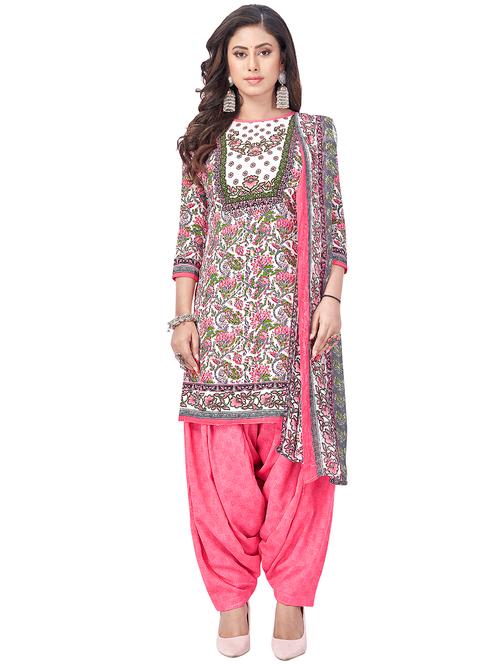pink printed unstitched suit set - 20040165 - Very Small Image - 1