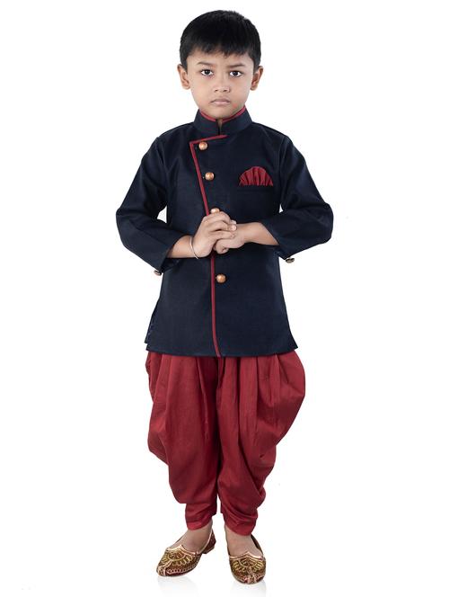 dark blue cotton sherwani - 20040365 - Very Small Image - 1