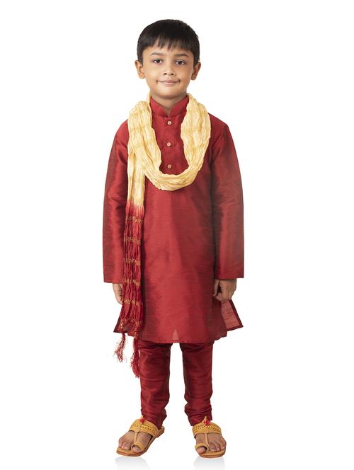 red cotton kurta set - 20040419 - Very Small Image - 1