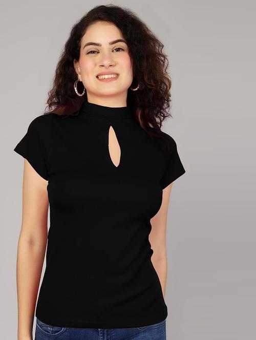 women's straight key hole neck top - 20041578 - Very Small Image - 1