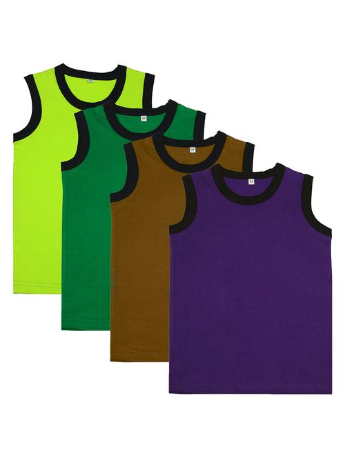 boys pack of 4 solid vest - 20045036 - Very Small Image - 1