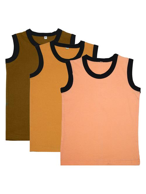 boys pack of 3 solid vest - 20045055 - Very Small Image - 1