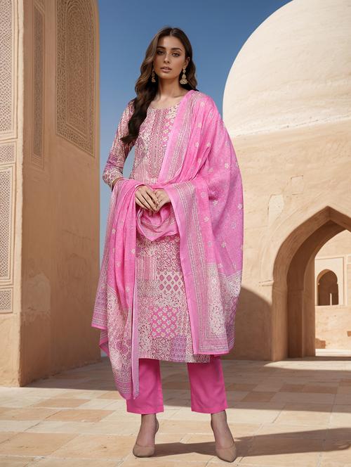 pink kurta pant set - 20045224 - Very Small Image - 1
