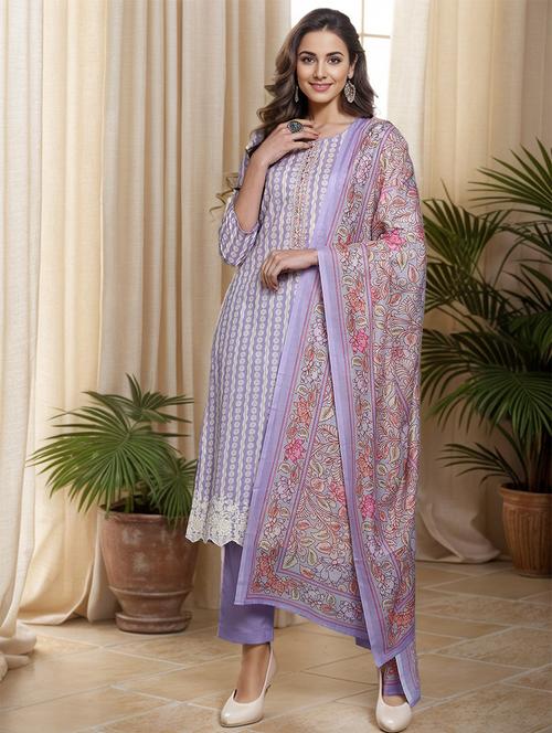 purple kurta pant set - 20045254 - Very Small Image - 1