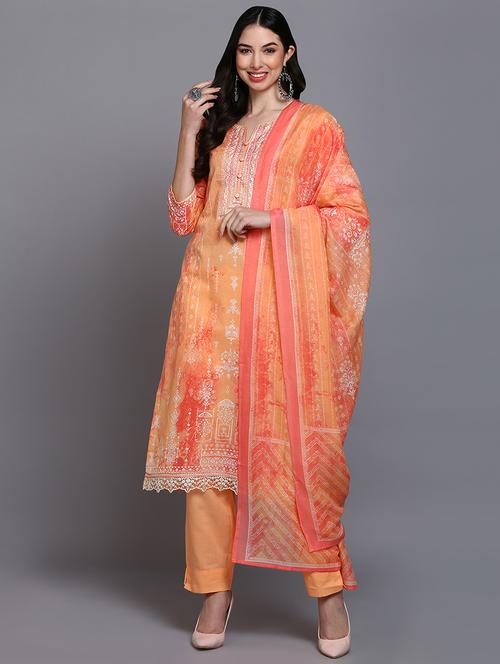 orange kurta pant set - 20045260 - Very Small Image - 1