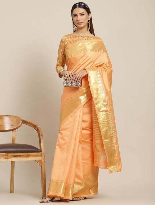 women's self design orange colored saree - 20045913 - Very Small Image - 1