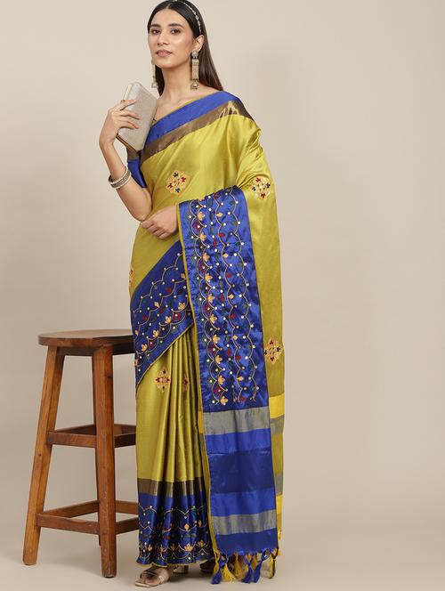 women's embroidered saree with blouse - 20045941 - Very Small Image - 1