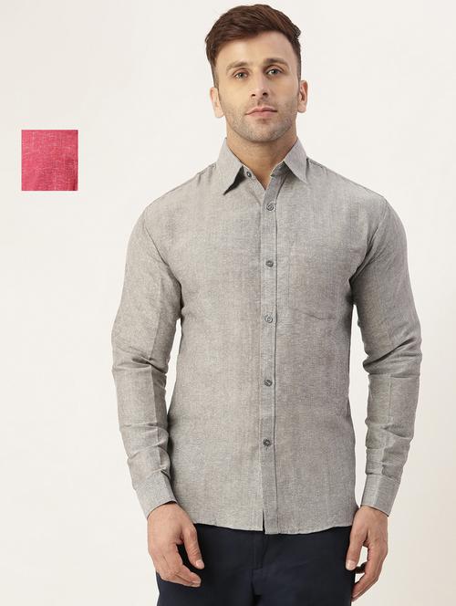 mens self design casual shirt - 20045967 - Very Small Image - 1