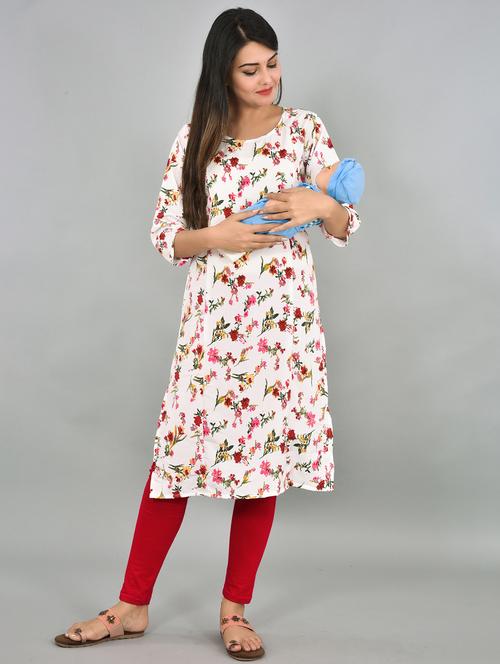 round neck printed maternity kurta - 20046083 - Very Small Image - 1