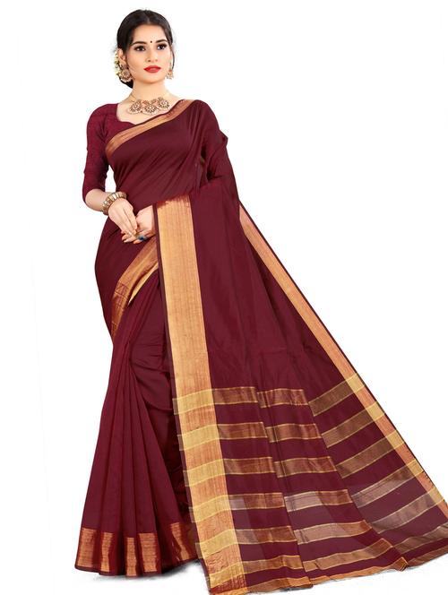 brown woven saree - 20046430 - Very Small Image - 1