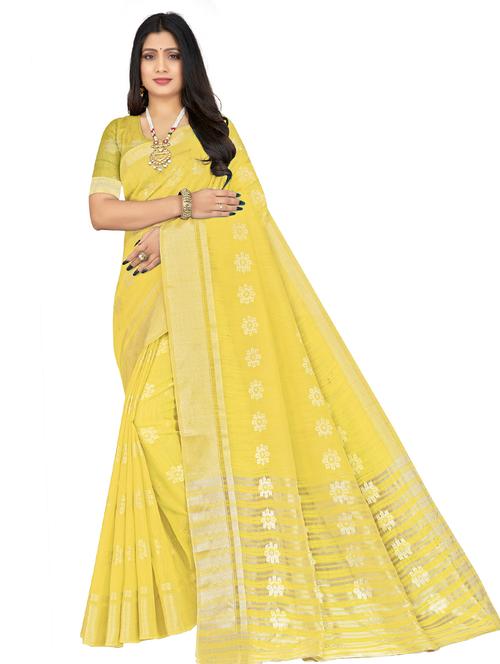 yellow chanderi saree - 20046470 - Very Small Image - 1