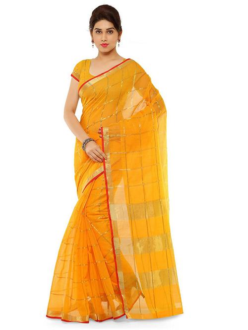 yellow stripes kanjivaram saree with blouse - 20046597 - Very Small Image - 1