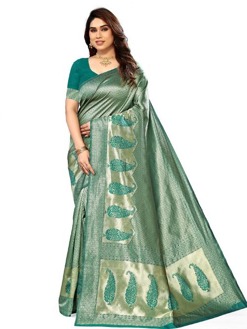green self design saree with blouse - 20046620 - Very Small Image - 1