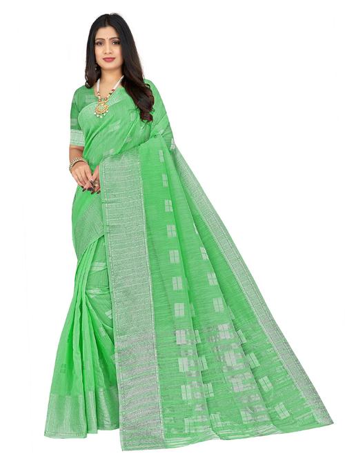 green self design woven saree with blouse - 20046634 - Very Small Image - 1