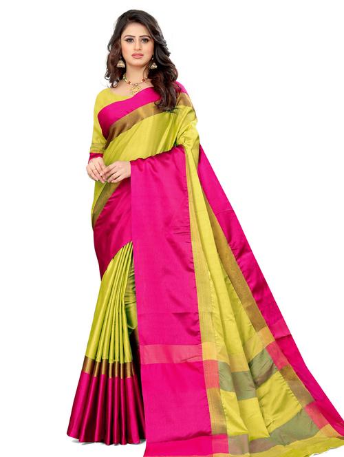 color block woven saree with blouse - 20046763 - Very Small Image - 1