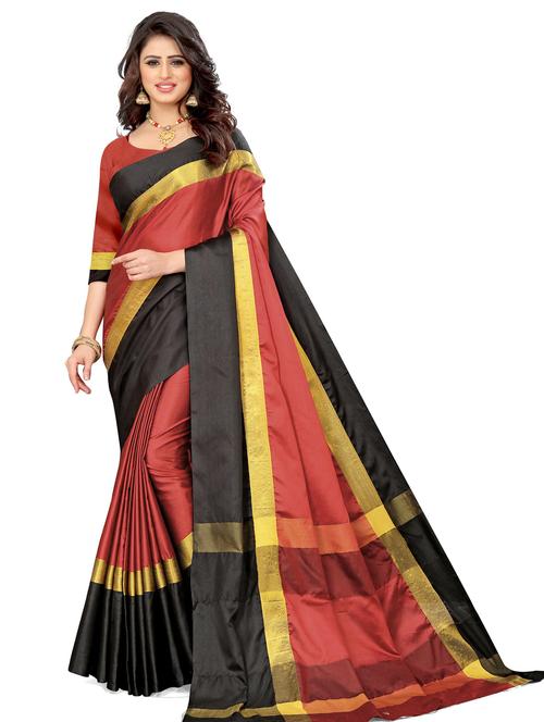 color block woven saree with blouse - 20046781 - Very Small Image - 1