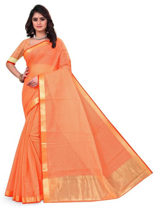 peach kota doria saree with blouse - 20046786 - Very Small Image - 1