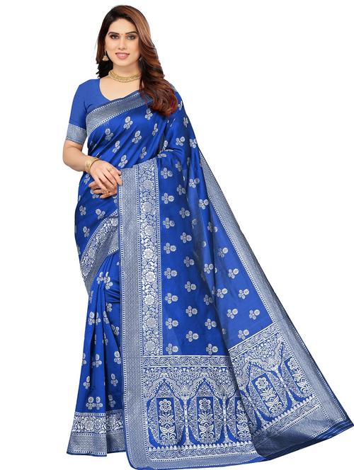 blue self design woven saree - 20046969 - Very Small Image - 1
