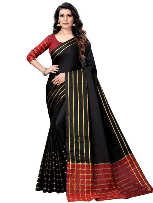 striped bordered saree with blouse - 20047239 - Very Small Image - 1