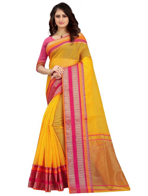 woven bordered kota doria saree with blouse - 20047317 - Very Small Image - 1