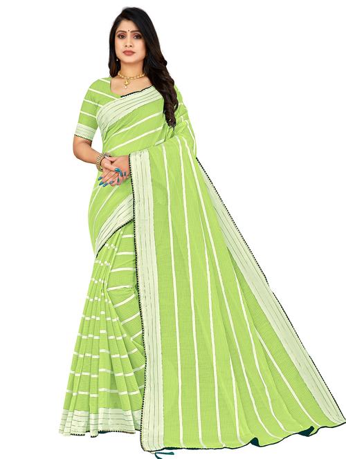 woven striped saree with blouse - 20047362 - Very Small Image - 1