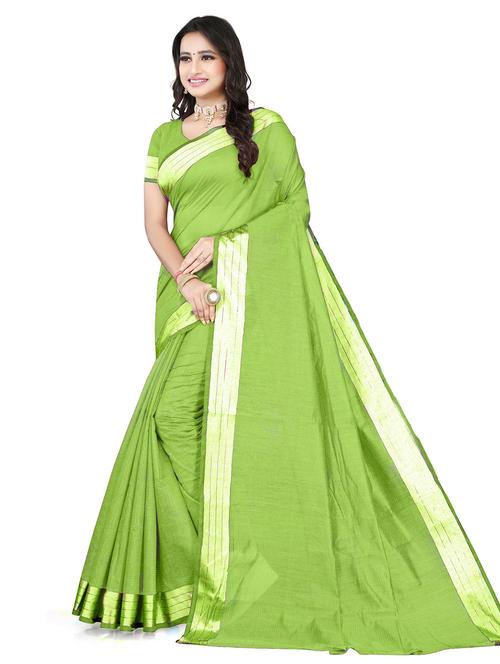 lime stripes chanderi saree - 20047461 - Very Small Image - 1
