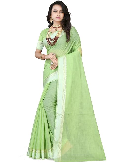 light green stripes chanderi saree with blouse - 20047469 - Very Small Image - 1