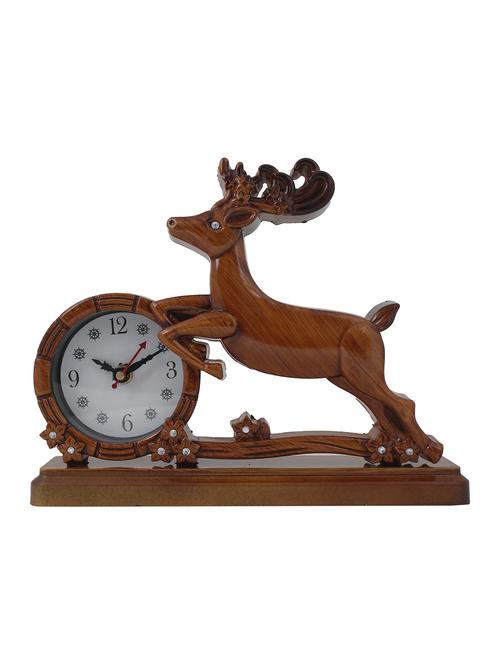 sigaram jumping deer with brown wood finish table clock - 20047563 - Very Small Image - 1