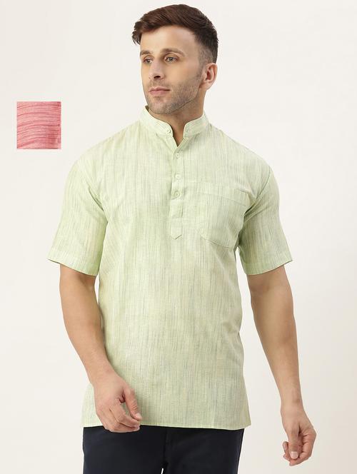 men pack of 2 mandarin neck solid short kurtas - 20050109 - Very Small Image - 1