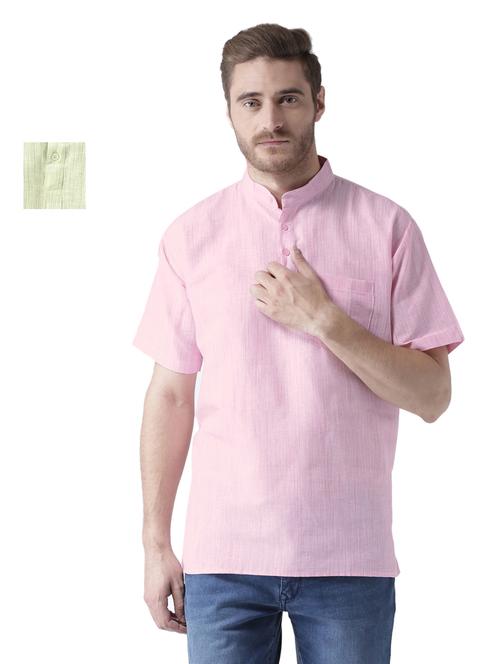 men pack of 2 mandarin neck solid short kurtas - 20050116 - Very Small Image - 1