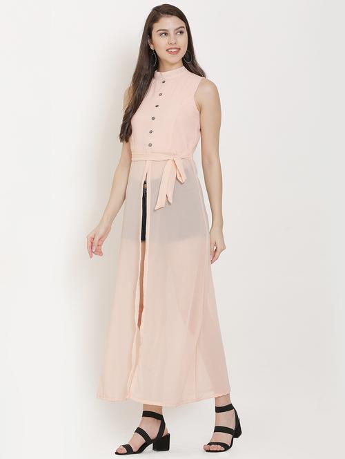 pink solid fit & flare tunic - 20051725 - Very Small Image - 1
