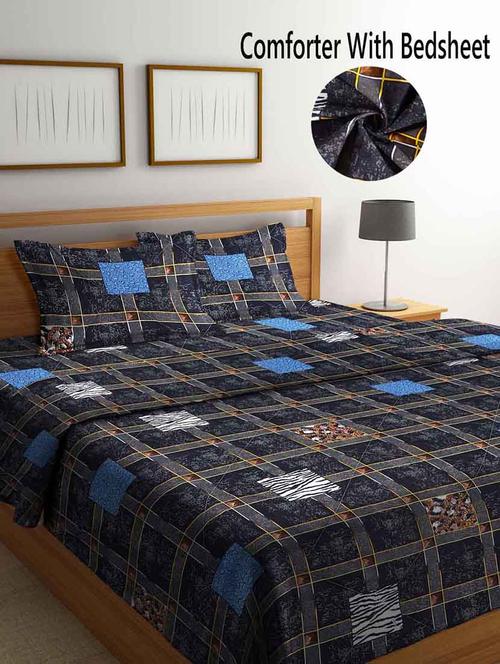 fabinaliv black geometric 350 gsm micro fiber filling comforter bedding set - 20053198 - Very Small Image - 1