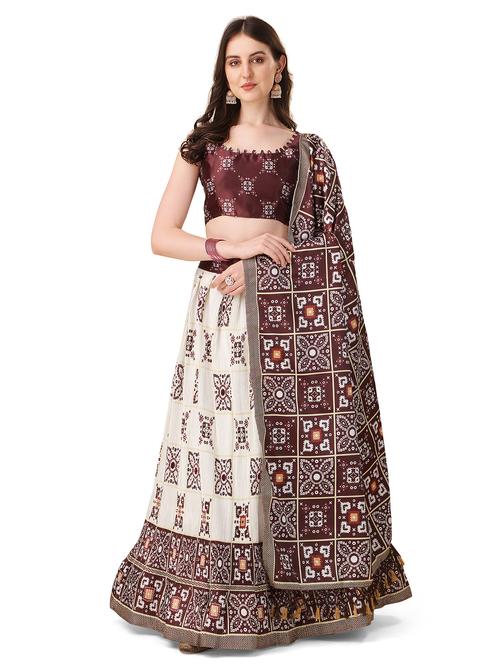printed unstitched flared lehenga - 20054023 - Very Small Image - 1