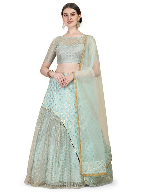 self design unstitched flared lehenga - 20054032 - Very Small Image - 1