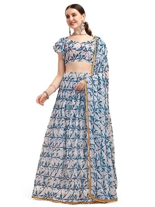printed unstitched flared lehenga - 20054041 - Very Small Image - 1