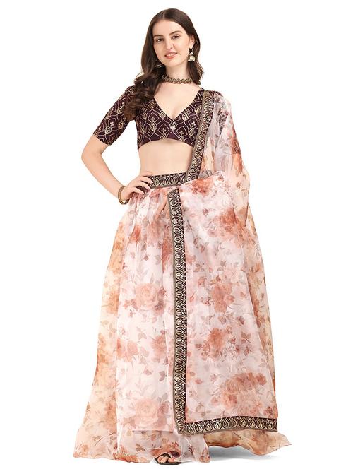 printed unstitched flared lehenga - 20054043 - Very Small Image - 1