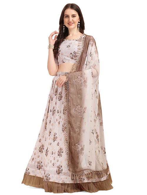 printed unstitched flared lehenga - 20054048 - Very Small Image - 1