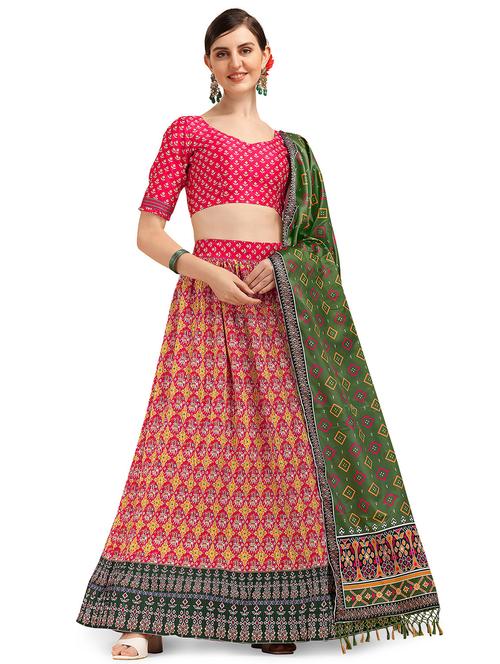 printed unstitched flared lehenga - 20054058 - Very Small Image - 1