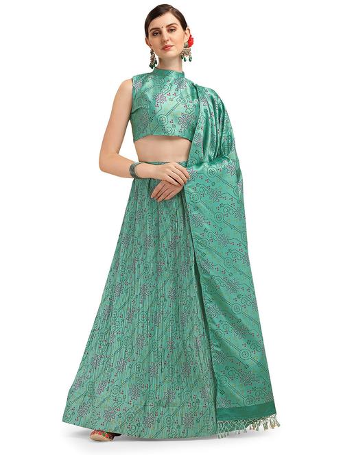 printed unstitched flared lehenga - 20054059 - Very Small Image - 1