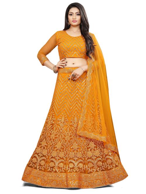 self design unstitched flared lehenga - 20054083 - Very Small Image - 1