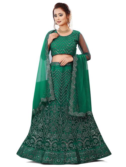 self design unstitched flared lehenga - 20054085 - Very Small Image - 1