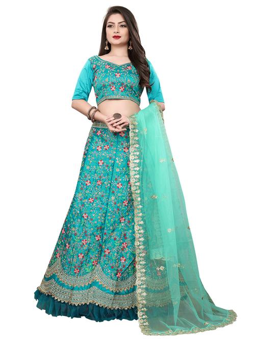 self design unstitched flared lehenga - 20054089 - Very Small Image - 1