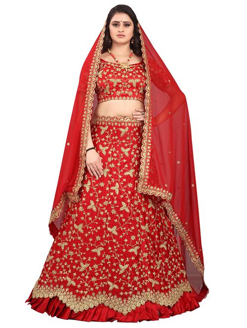 self design unstitched flared lehenga - 20054096 - Very Small Image - 1