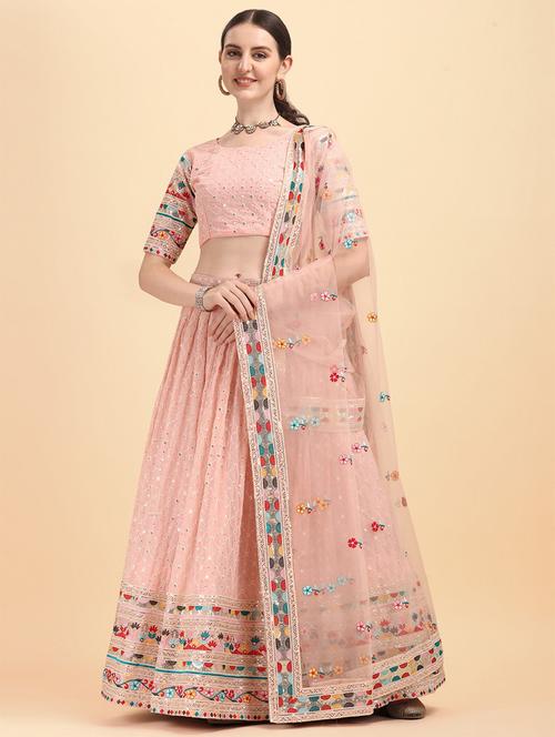 self design unstitched flared lehenga - 20054190 - Very Small Image - 1