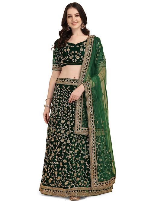 green self design unstitched lehenga - 20054245 - Very Small Image - 1