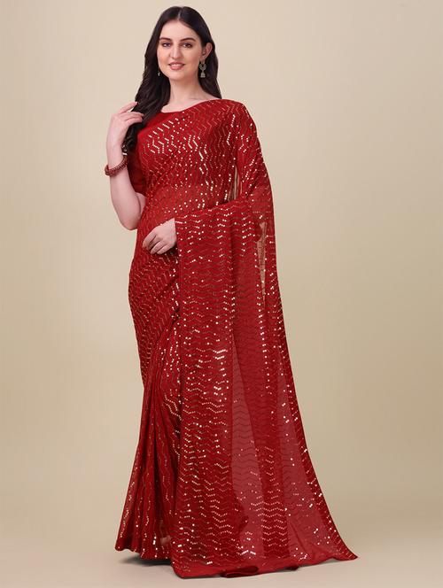 self design sequin work saree with blouse - 20054291 - Very Small Image - 1