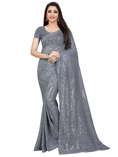 self design sequin work saree with blouse - 20054309 - Very Small Image - 1