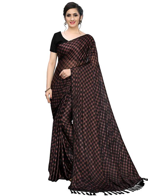 brown checkered saree with blouse - 20054377 - Very Small Image - 1