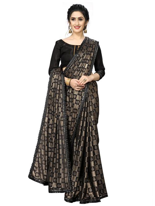 black self design saree with blouse - 20054392 - Very Small Image - 1