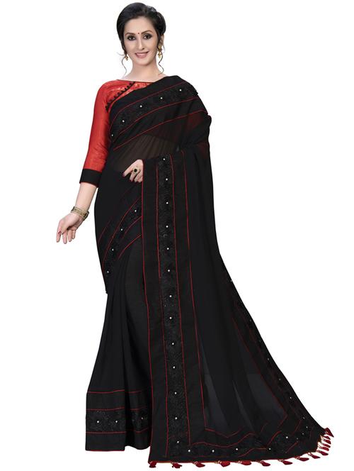 self design plain saree with blouse - 20054429 - Very Small Image - 1